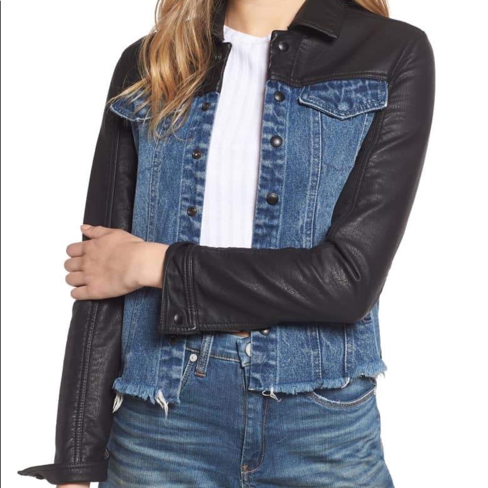 Blank NYC Arachnaphobia vegan lthr & denim jacket